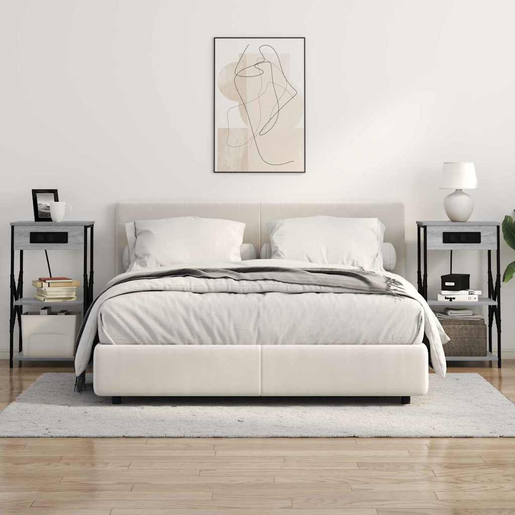 vidaXL Mobiletti da Notte 2 pcs Grigio sonoma 41 x 31 x 76 cm