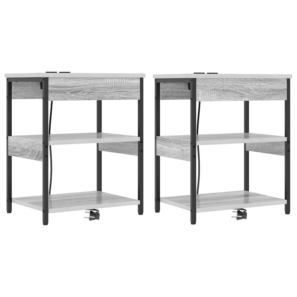 vidaXL Mobiletti da Notte 2 pcs Grigio sonoma 41 x 31 x 51 cm