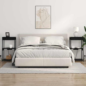 vidaXL Comò con stazione di ricarica Rovere nero Legno multistrato