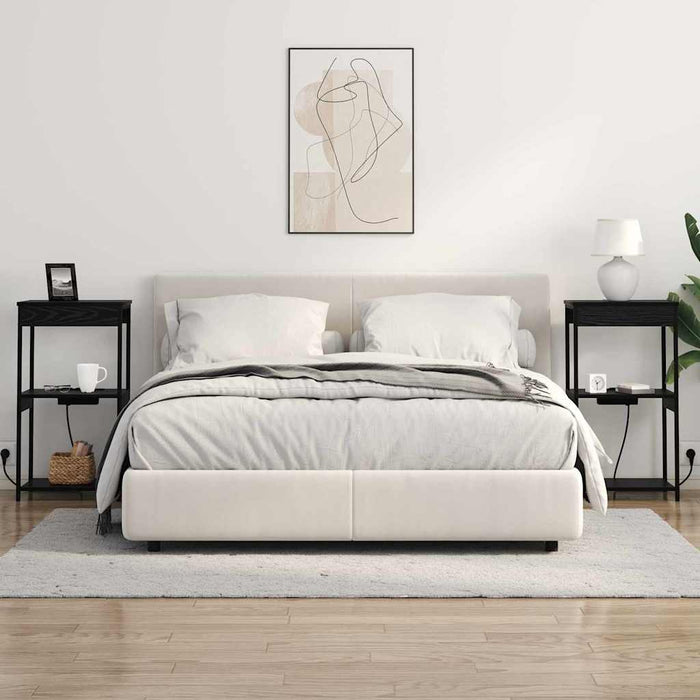 vidaXL Comò con stazione di ricarica Rovere nero Legno multistrato