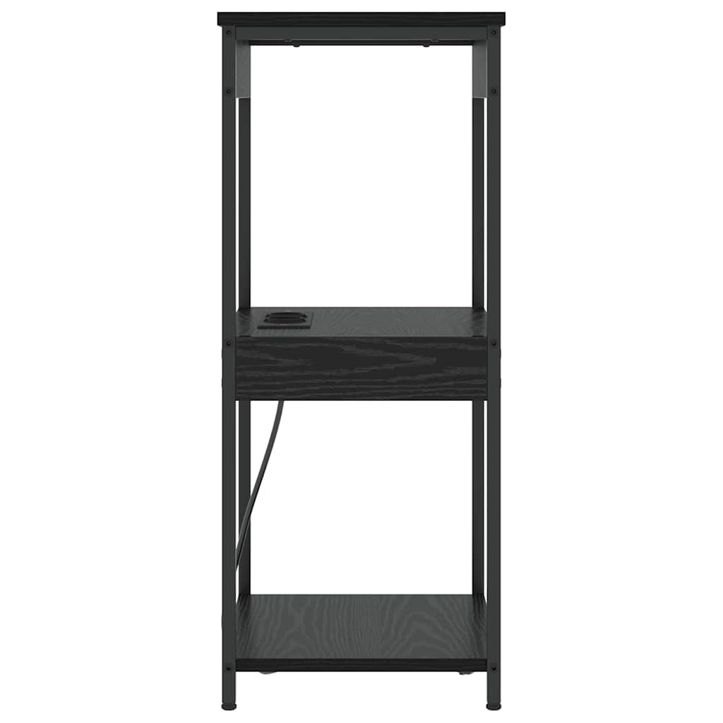 vidaXL Comò con stazione di ricarica Rovere nero Legno multistrato