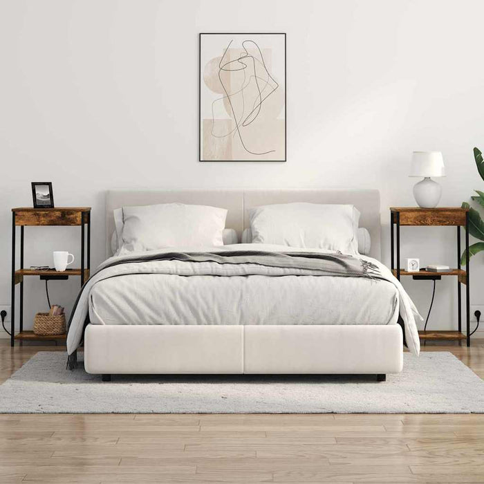 vidaXL Comò con stazione di ricarica Rovere fumo Legno multistrato