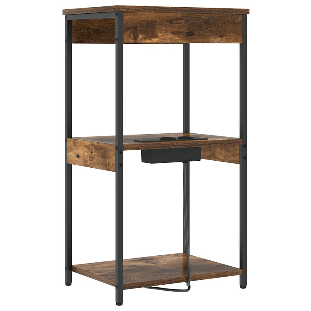 vidaXL Comò con stazione di ricarica Rovere fumo Legno multistrato