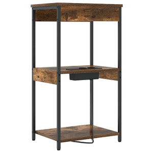 vidaXL Comò con stazione di ricarica Rovere fumo Legno multistrato