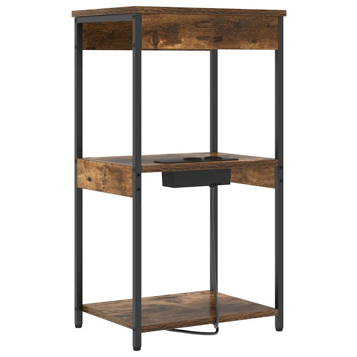 vidaXL Comò con stazione di ricarica Rovere fumo Legno multistrato