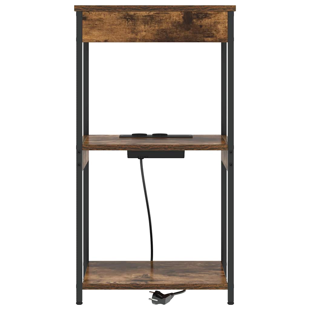 vidaXL Comò con stazione di ricarica Rovere fumo Legno multistrato