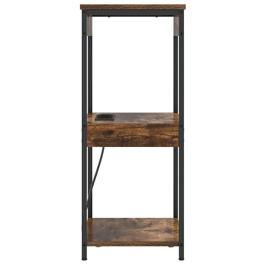 vidaXL Comò con stazione di ricarica Rovere fumo Legno multistrato