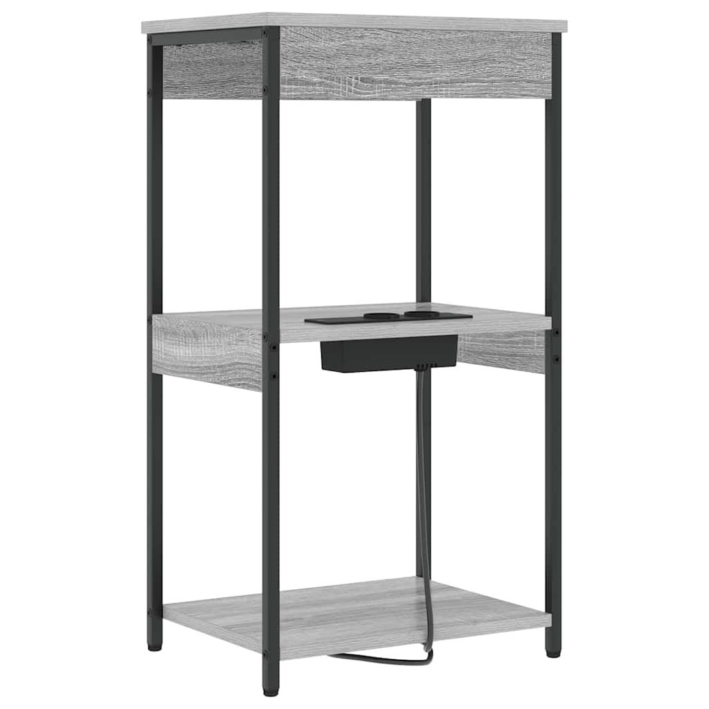 vidaXL Comò con stazione di ricarica Grigio sonoma Legno multistrato