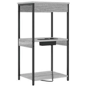 vidaXL Comò con stazione di ricarica Grigio sonoma Legno multistrato