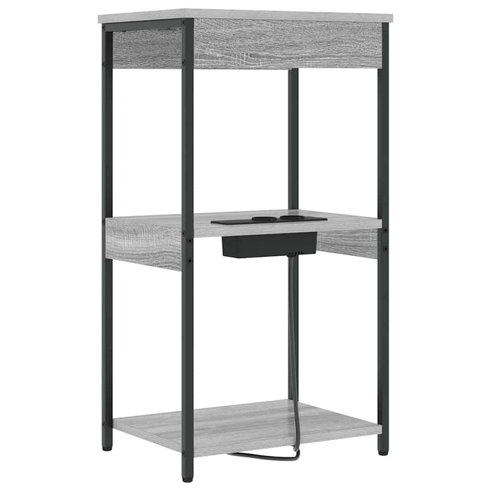 vidaXL Comò con stazione di ricarica Grigio sonoma Legno multistrato