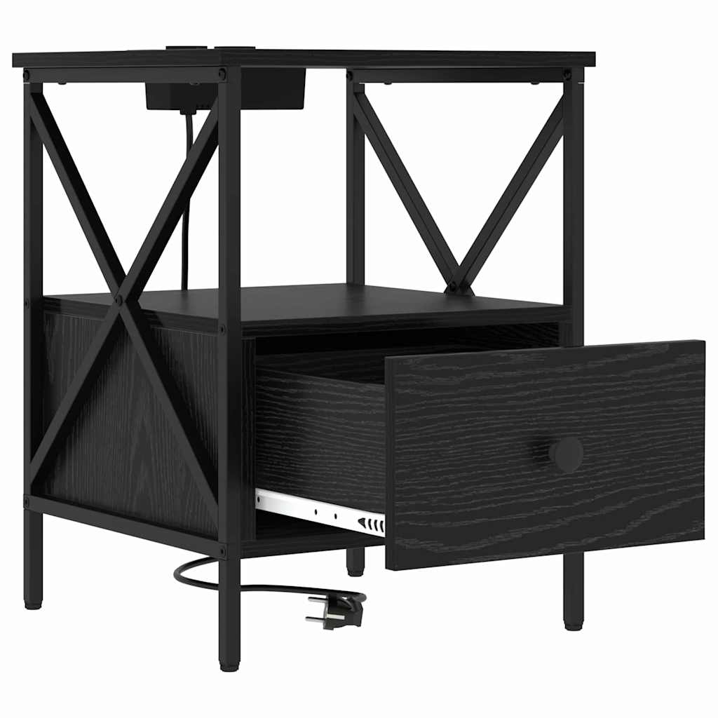 Armadio da Notte con cassetto Rovere nero 41.5 x 40.5 x 55 cm 859550