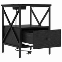 vidaXL Armadio da Notte con cassetto Rovere nero 41.5 x 40.5 x 55 cm