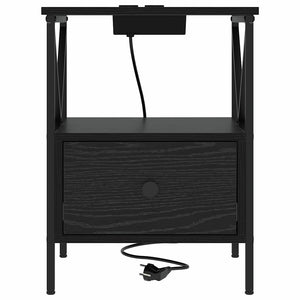 vidaXL Armadio da Notte con cassetto Rovere nero 41.5 x 40.5 x 55 cm