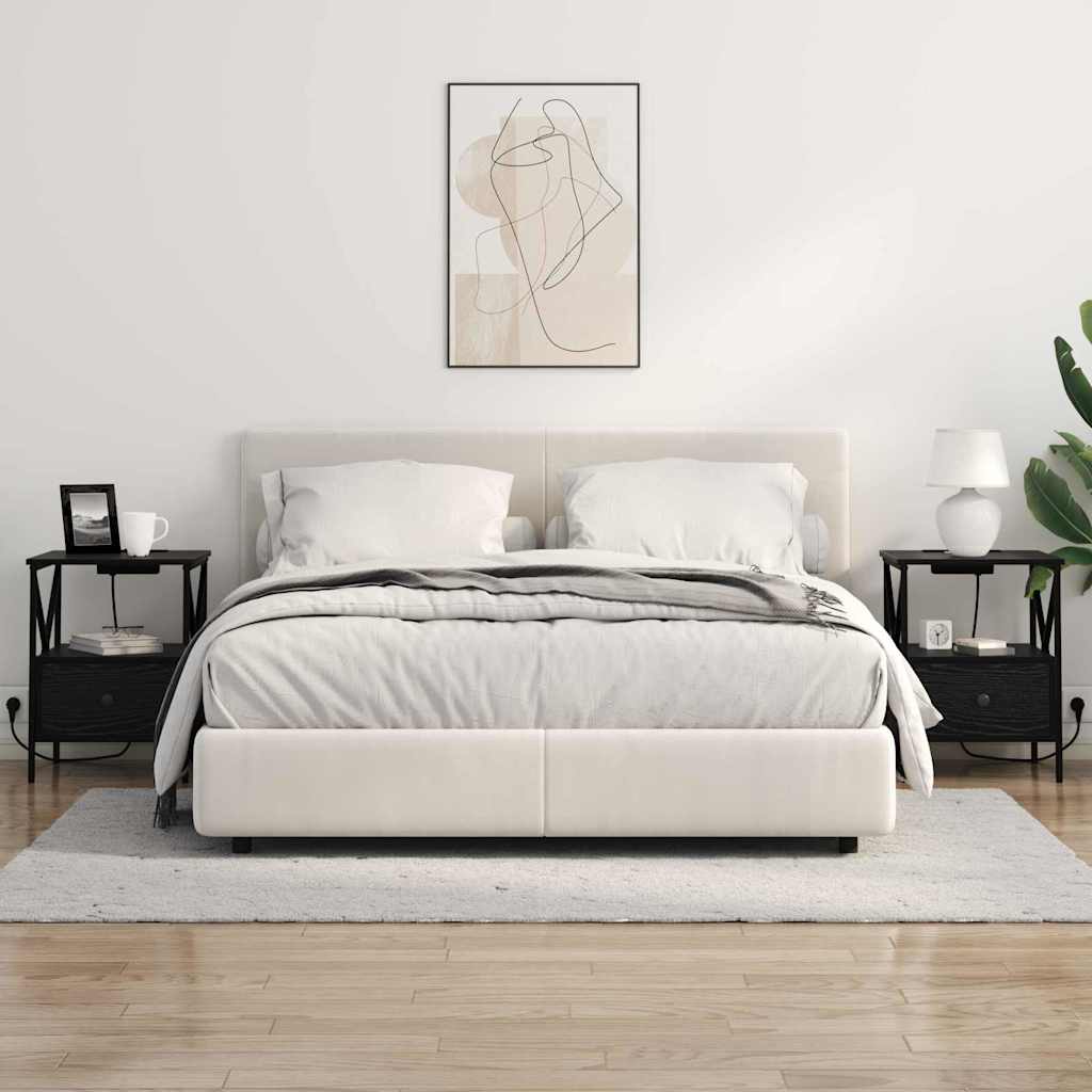 vidaXL Armadio da Notte 2 pcs Rovere nero 41.5 x 40.5 x 55 cm