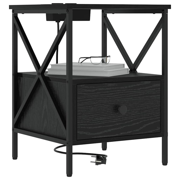 vidaXL Armadio da Notte 2 pcs Rovere nero 41.5 x 40.5 x 55 cm