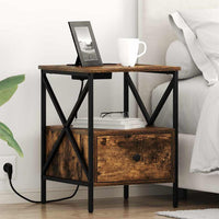 Armadio da Notte con cassetto Rovere fumo 41.5 x 40.5 x 55 cm 859554