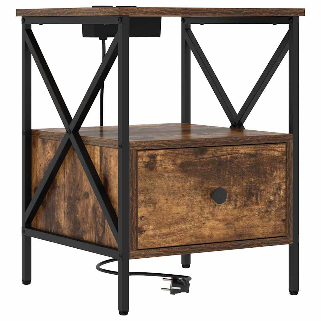 vidaXL Armadio da Notte con cassetto Rovere fumo 41.5 x 40.5 x 55 cm