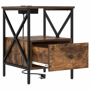 Armadio da Notte con cassetto Rovere fumo 41.5 x 40.5 x 55 cm 859554