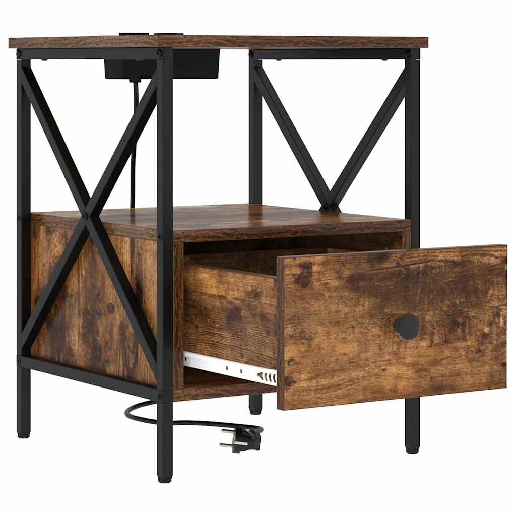 vidaXL Armadio da Notte con cassetto Rovere fumo 41.5 x 40.5 x 55 cm