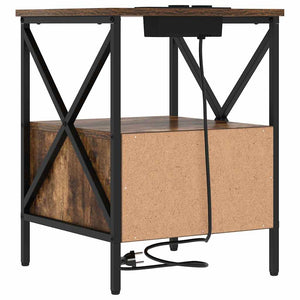 Armadio da Notte con cassetto Rovere fumo 41.5 x 40.5 x 55 cm 859554