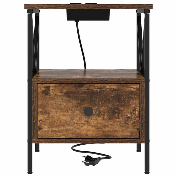 vidaXL Armadio da Notte con cassetto Rovere fumo 41.5 x 40.5 x 55 cm