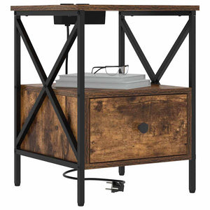 Armadio da Notte con cassetto Rovere fumo 41.5 x 40.5 x 55 cm 859554