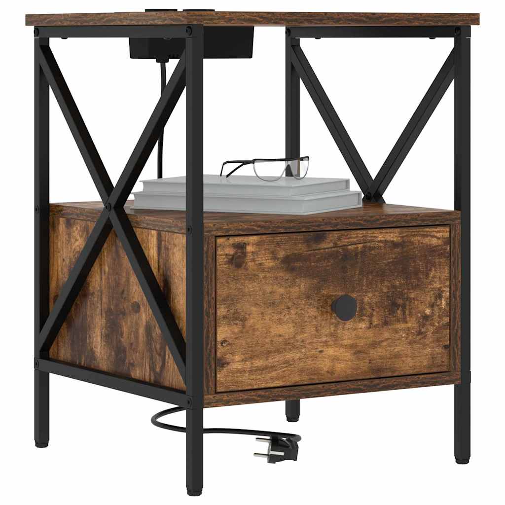 vidaXL Armadio da Notte con cassetto Rovere fumo 41.5 x 40.5 x 55 cm