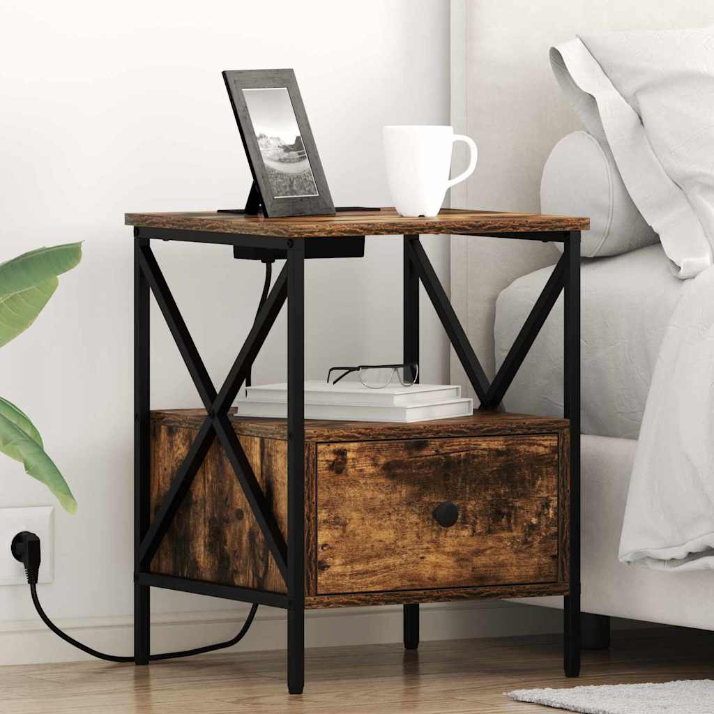 vidaXL Armadio da Notte 2 pcs Rovere fumo 41.5 x 40.5 x 55 cm