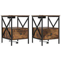 vidaXL Armadio da Notte 2 pcs Rovere fumo 41.5 x 40.5 x 55 cm