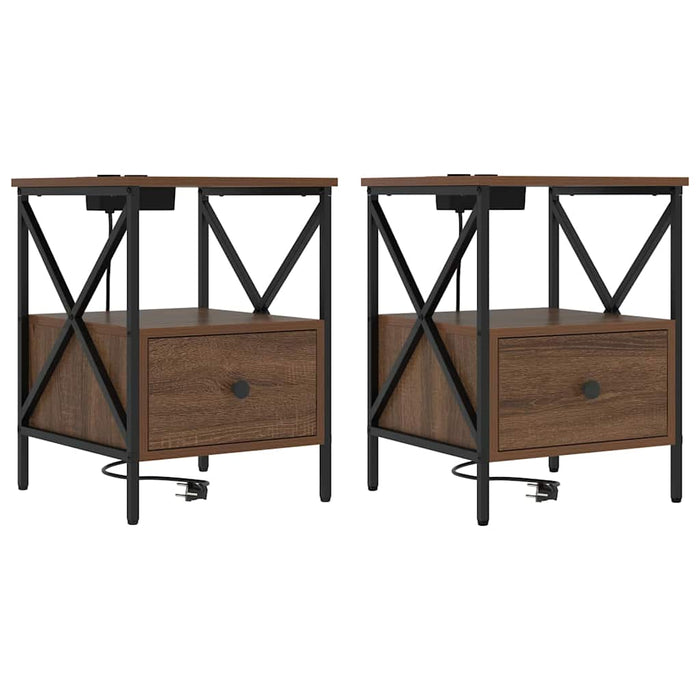 vidaXL Armadio da Notte 2 pcs Rovere marrone 41.5 x 40.5 x 55 cm