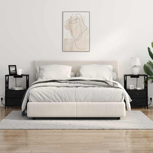 Comò con stazione di ricarica con cassetto 2 pcs Rovere nero 859561