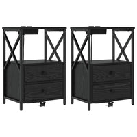 Comò con stazione di ricarica con cassetto 2 pcs Rovere nero 859561