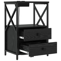 Comò con stazione di ricarica con cassetto 2 pcs Rovere nero 859561