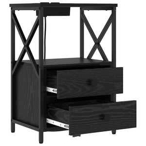 Comò con stazione di ricarica con cassetto 2 pcs Rovere nero 859561