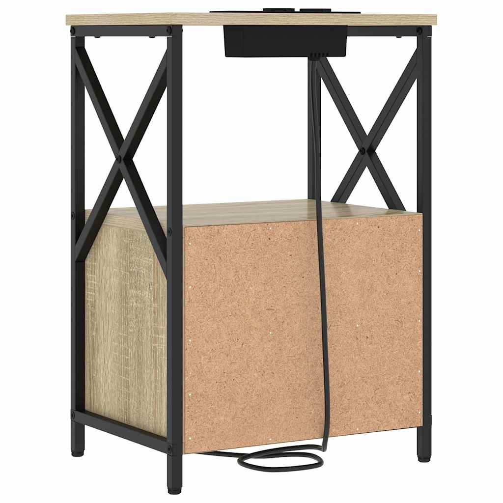 vidaXL Comò con stazione di ricarica rovere sonoma Legno multistrato