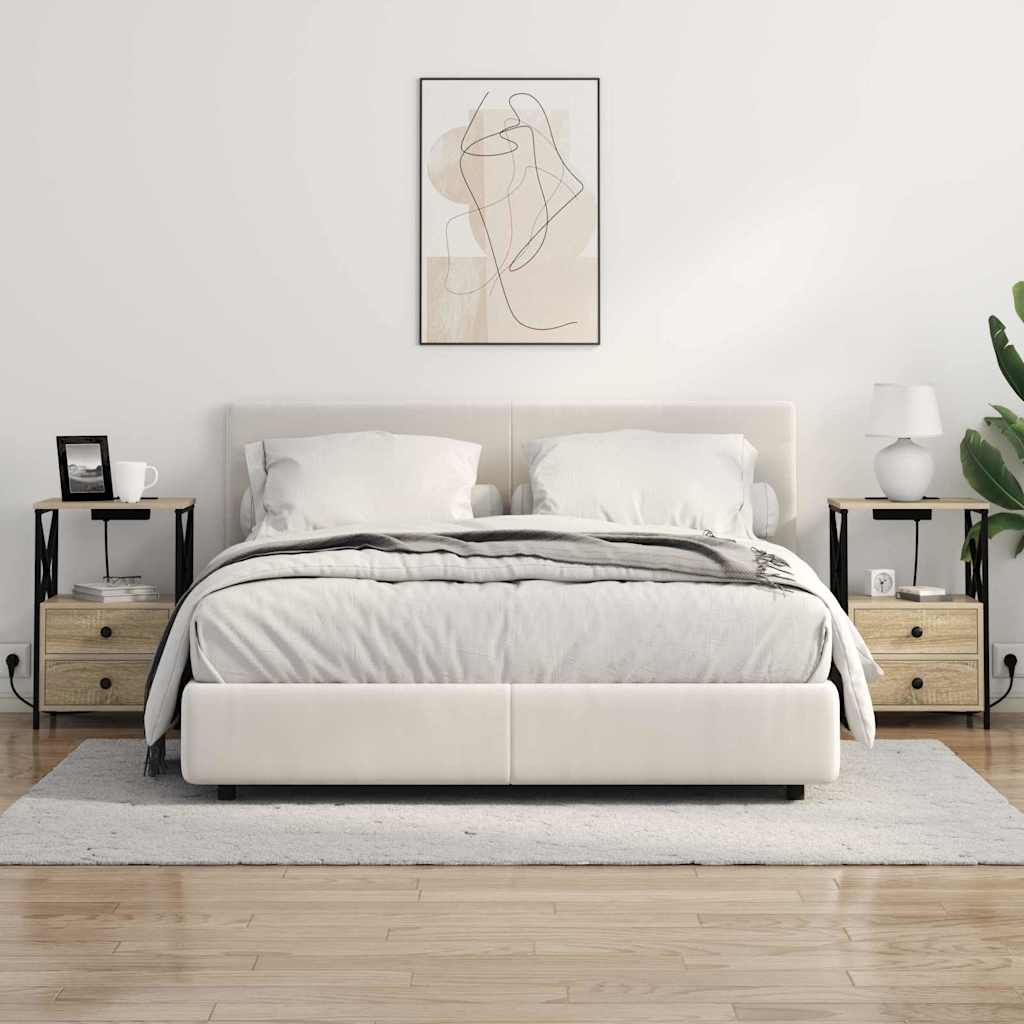 vidaXL Comò con stazione di ricarica con cassetto 2 pcs rovere sonoma