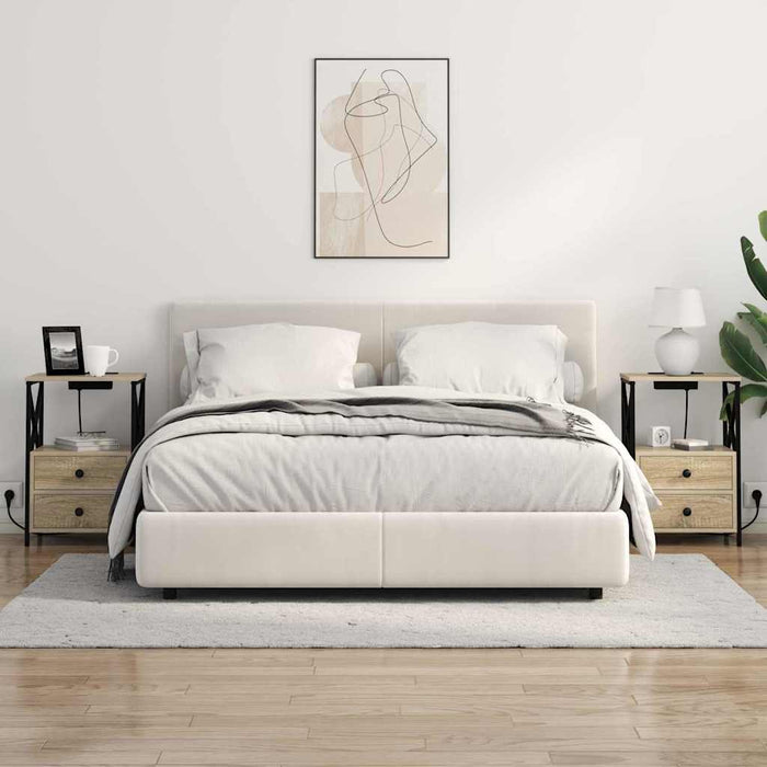 vidaXL Comò con stazione di ricarica con cassetto 2 pcs rovere sonoma