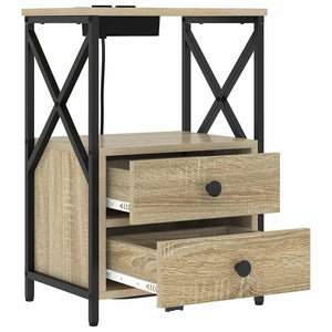 vidaXL Comò con stazione di ricarica con cassetto 2 pcs rovere sonoma