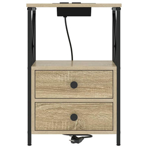 vidaXL Comò con stazione di ricarica con cassetto 2 pcs rovere sonoma