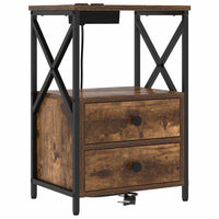 vidaXL Comò con stazione di ricarica Rovere fumo Legno multistrato