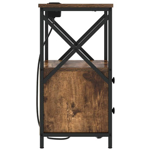 vidaXL Comò con stazione di ricarica Rovere fumo Legno multistrato