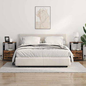 vidaXL Comò con stazione di ricarica con cassetto 2 pcs Rovere fumo