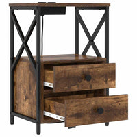 vidaXL Comò con stazione di ricarica con cassetto 2 pcs Rovere fumo