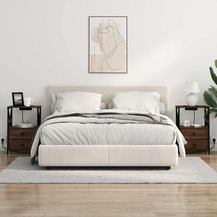 vidaXL Comò con stazione di ricarica con cassetto 2 pcs Rovere marrone