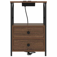 vidaXL Comò con stazione di ricarica con cassetto 2 pcs Rovere marrone