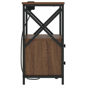 vidaXL Comò con stazione di ricarica con cassetto 2 pcs Rovere marrone