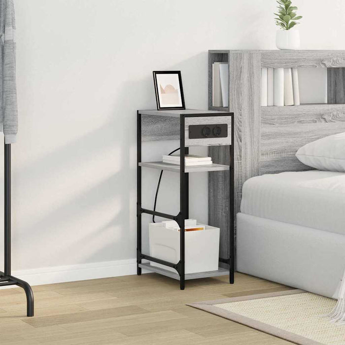 vidaXL Armadio da Notte con cassetto Grigio sonoma 40 x 27 x 76 cm