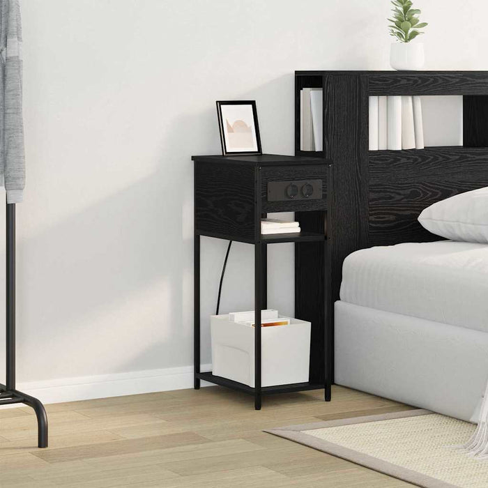 Armadio da Notte Rovere nero 28.1 x 40.9 x 75 cm 859575