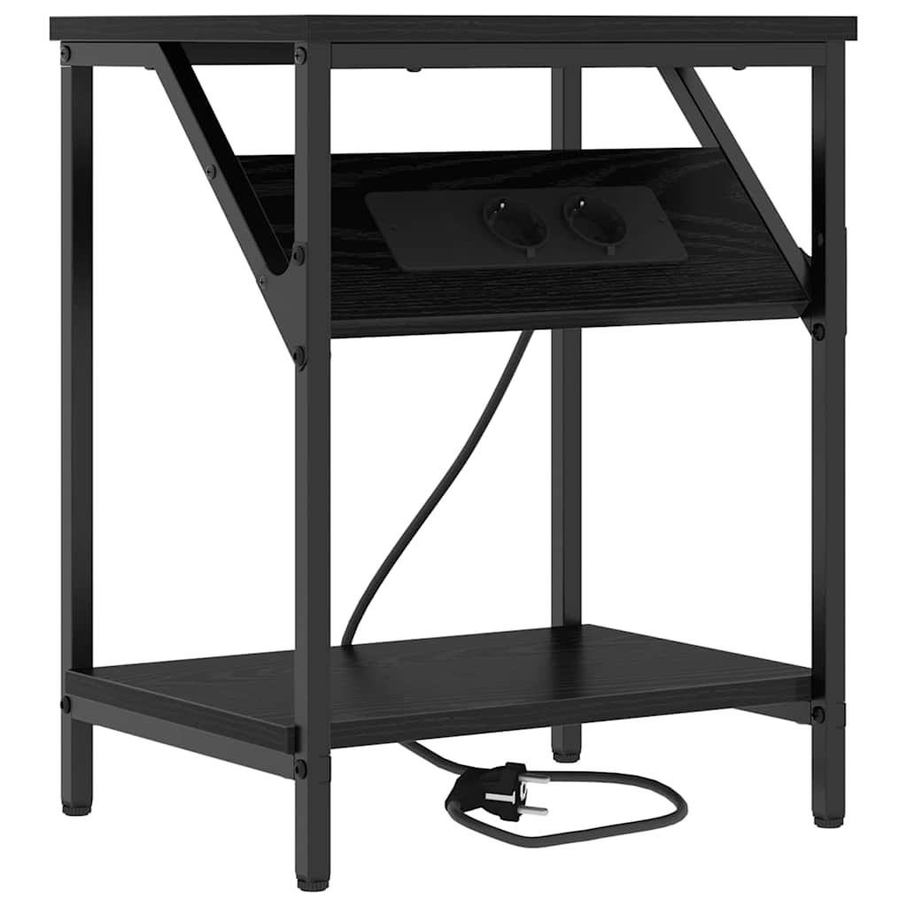 vidaXL Mobiletti da Notte 2 pcs Rovere nero 38 x 30 x 48 cm