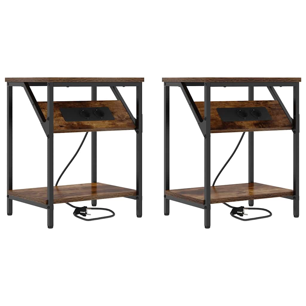 vidaXL Mobiletti da Notte 2 pcs Rovere fumo 38 x 30 x 48 cm